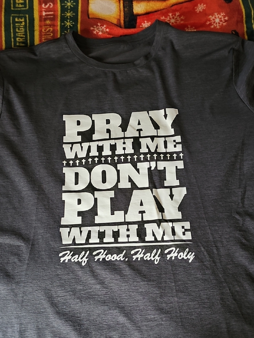Pray With Me Don't Play With Me Graphic Tee - Gray